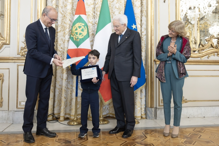 Il Presidente della Repubblica Sergio Mattarella in occasione della cerimonia di premiazione dei vincitori del concorso nazionale dal titolo: “I giovani ricordano la Shoah” 
