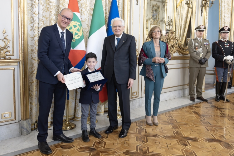 Il Presidente della Repubblica Sergio Mattarella in occasione della cerimonia di premiazione dei vincitori del concorso nazionale dal titolo: “I giovani ricordano la Shoah” 
