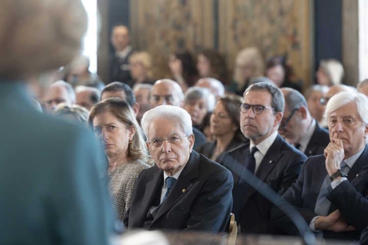 Il Presidente della Repubblica Sergio Mattarella in occasione della celebrazione del "Giorno della Memoria" al Quirinale
