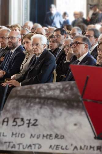 Il Presidente della Repubblica Sergio Mattarella in occasione della celebrazione del "Giorno della Memoria" al Quirinale

