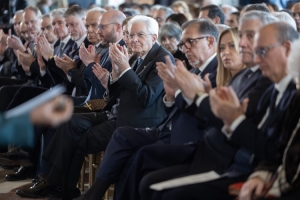 Il Presidente della Repubblica Sergio Mattarella in occasione della celebrazione del "Giorno della Memoria" al Quirinale
