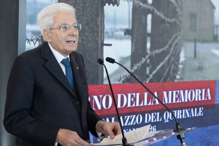 Il Presidente della Repubblica Sergio Mattarella in occasione della celebrazione del "Giorno della Memoria" al Quirinale
