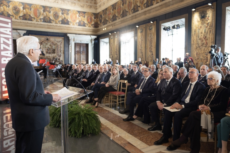 Il Presidente della Repubblica Sergio Mattarella in occasione della celebrazione del "Giorno della Memoria" al Quirinale
