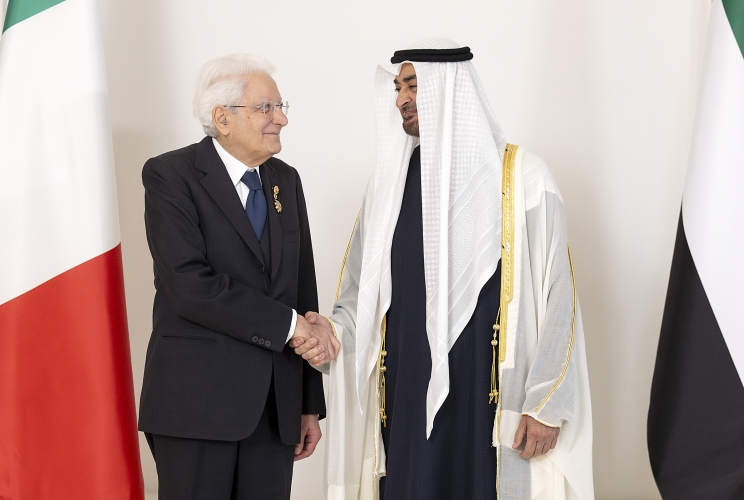 Il Presidente della Repubblica Sergio Mattarella con il  Presidente degli Emirati Arabi Uniti, Sua Altezza Mohamed bin Zayed al Nahyan