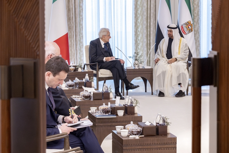 Il Presidente della Repubblica Sergio Mattarella nel corso dei colloqui con il  Presidente degli Emirati Arabi Uniti, Sua Altezza Mohamed bin Zayed al Nahyan