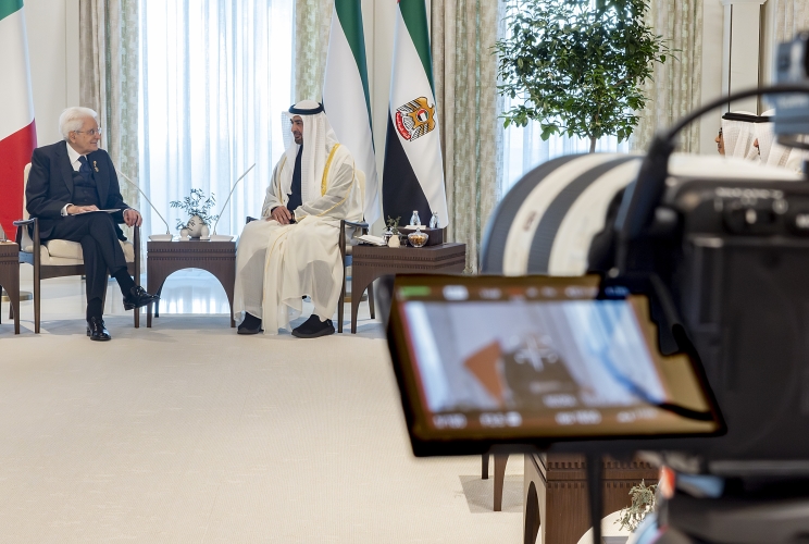 Il Presidente della Repubblica Sergio Mattarella nel corso dei colloqui con il  Presidente degli Emirati Arabi Uniti, Sua Altezza Mohamed bin Zayed al Nahyan
