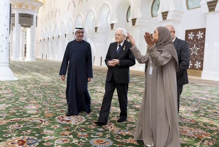 Il Presidente della Repubblica Sergio Mattarella visita la Grande Moschea Sheikh Zayed