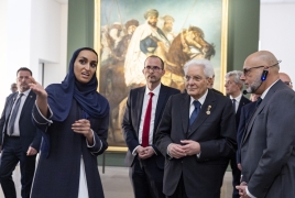 Il Presidente della Repubblica Sergio Mattarella nel corso della visita del Museo Louvre di Abu Dhabi