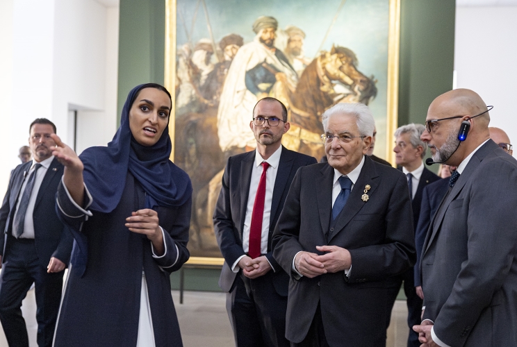 Il Presidente della Repubblica Sergio Mattarella nel corso della visita del Museo Louvre di Abu Dhabi