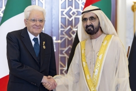 Dubai- Il Presidente della Repubblica Sergio Mattarella in occasione dell'incontro con il Sovrano di Dubai e Vice Presidente e Primo Ministro degli Emirati Arabi Uniti, Sua Altezza Mohammed bin Rashid Al Maktoum