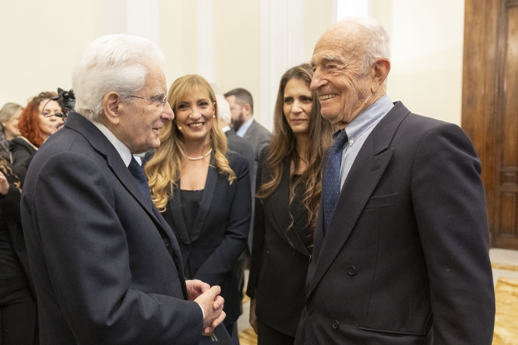 Il Presidente della Repubblica Sergio Mattarella con Abdon Pamich, campione olimpionico italiano, in occasione della Celebrazione del Giorno del Ricordo 