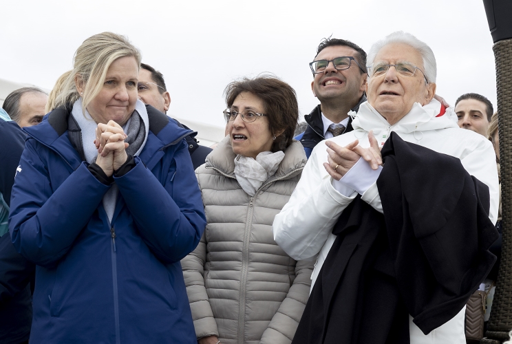 Il Presidente della Repubblica Sergio Mattarella assiste alle gare di sci