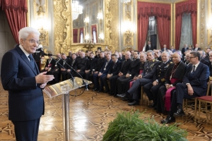 Il Presidente Mattarella incontra una delegazione dell'Ordinariato Militare per l'Italia in occasione del centenario di fondazione