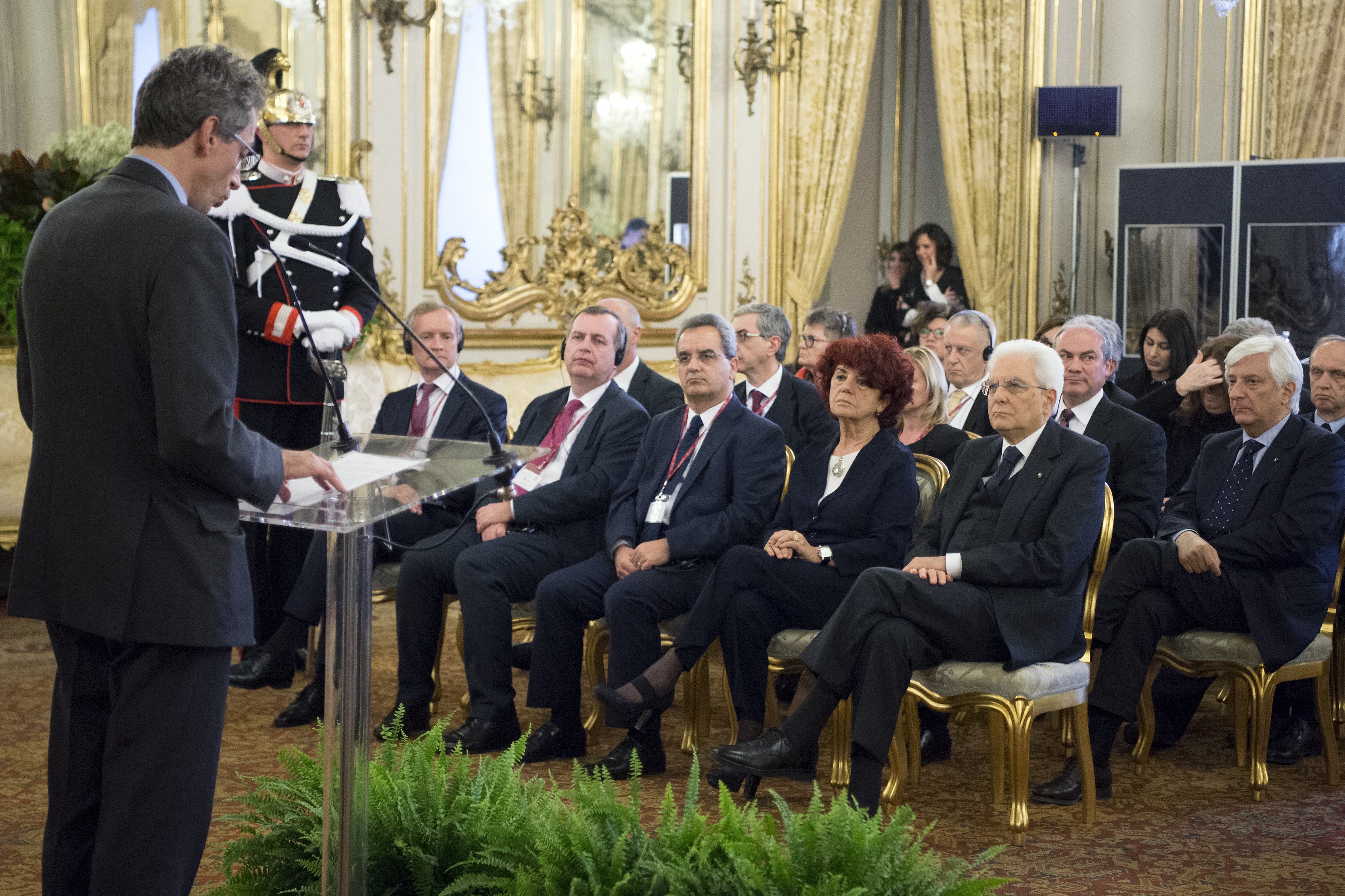 Il Presidente Sergio Mattarella in occasione dell'incontro con i Rettori delle principali Universit&agrave; europee.